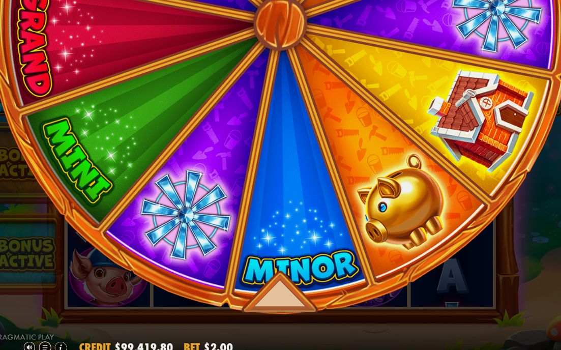 Wheel-Bonus-Ergebnis mit MEGA BANK oder RANDOM JACKPOT